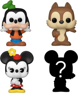 Funko Bitty Pop! Disney – Goofy, Chip, Minnie Mouse (Hands Folded) ve Sürpriz Mini Gizem Figürü – 2,2 cm Koleksiyon – İstiflenebilir raf dahil, hediye fikri, Disney hayranları