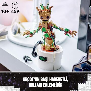 LEGO Marvel Dans Eden Groot 76297 – 10 Yaş ve Üzeri Süper Kahraman Severler İçin Hareketli Galaksinin Koruyucuları Karakteri İçeren Yaratıcı Oyuncak Model Yapım Seti (459 Parça)