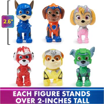 Paw Patrol: Süper Film, 6 süper kahraman oyun figürlü hediye seti, 3 yaşından büyük çocuklar için uygun oyuncak