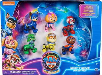 Paw Patrol: Süper Film, 6 süper kahraman oyun figürlü hediye seti, 3 yaşından büyük çocuklar için uygun oyuncak