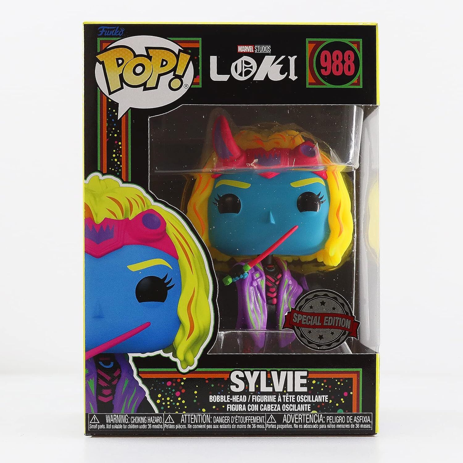 Funko Pop! Marvel Black Light Vinyl Figure Collection MCU Glow Toy (Sylvie)