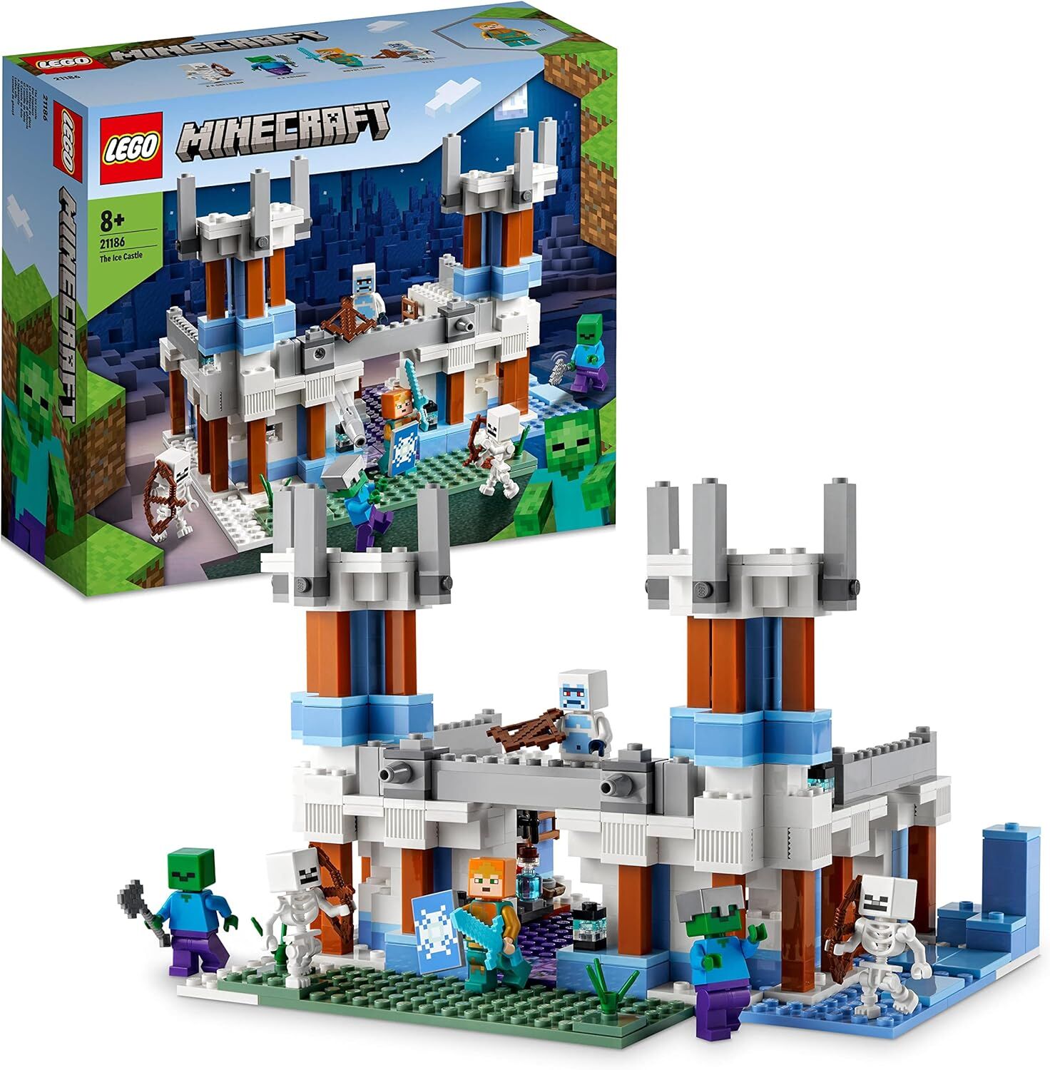 LEGO® Minecraft® Buz Kalesi 21186-8 Yaş ve Üzeri Çocuklar için İskeletli Oyuncak Yapım Seti (499 Parça)