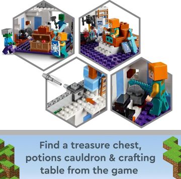 LEGO® Minecraft® Buz Kalesi 21186-8 Yaş ve Üzeri Çocuklar için İskeletli Oyuncak Yapım Seti (499 Parça)