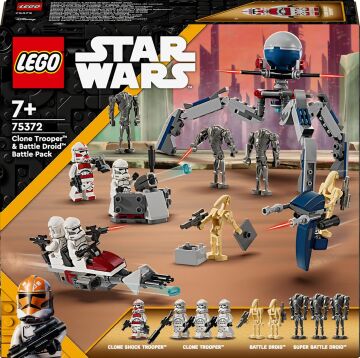 LEGO Star Wars Klon Trooper ve Savaş Droidi Savaş Paketi Seti 75372-7 Yaş ve Üzeri Star Wars Sevenler için Yaratıcı Oyuncak Yapım Seti (215 Parça)