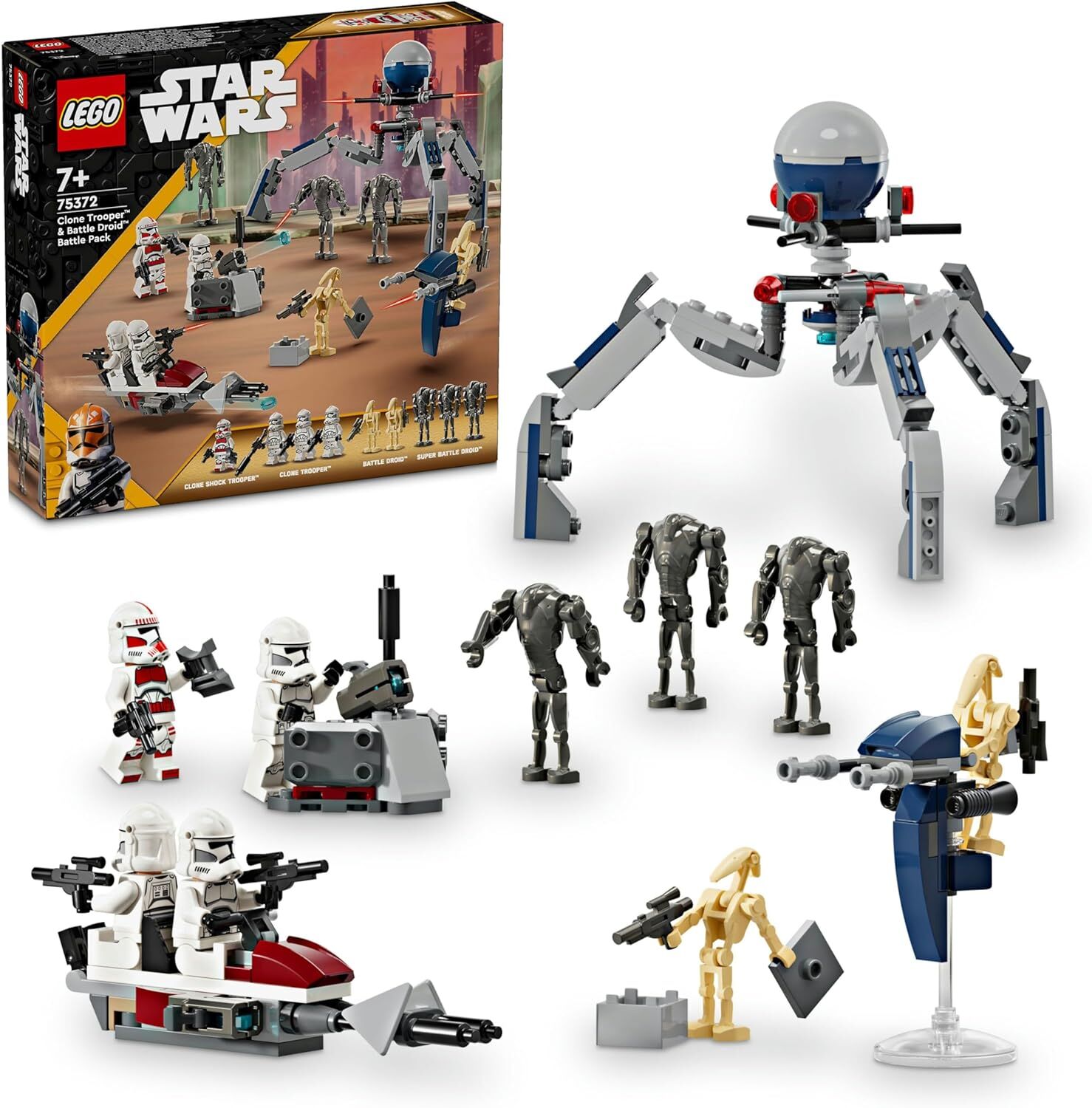 LEGO Star Wars Klon Trooper ve Savaş Droidi Savaş Paketi Seti 75372-7 Yaş ve Üzeri Star Wars Sevenler için Yaratıcı Oyuncak Yapım Seti (215 Parça)