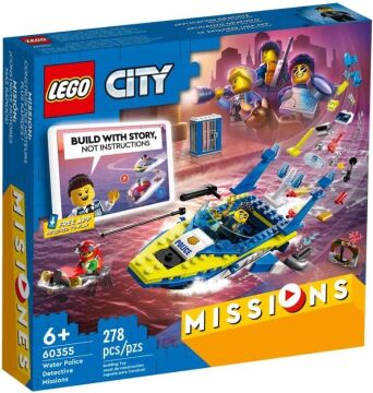 LEGO® City Su Polisi Dedektif Görevleri 60355-6 Yaş ve Üzeri Çocuklar için İnteraktif, Dijital Maceralı Oyuncak Yapım Seti (278 Parça)