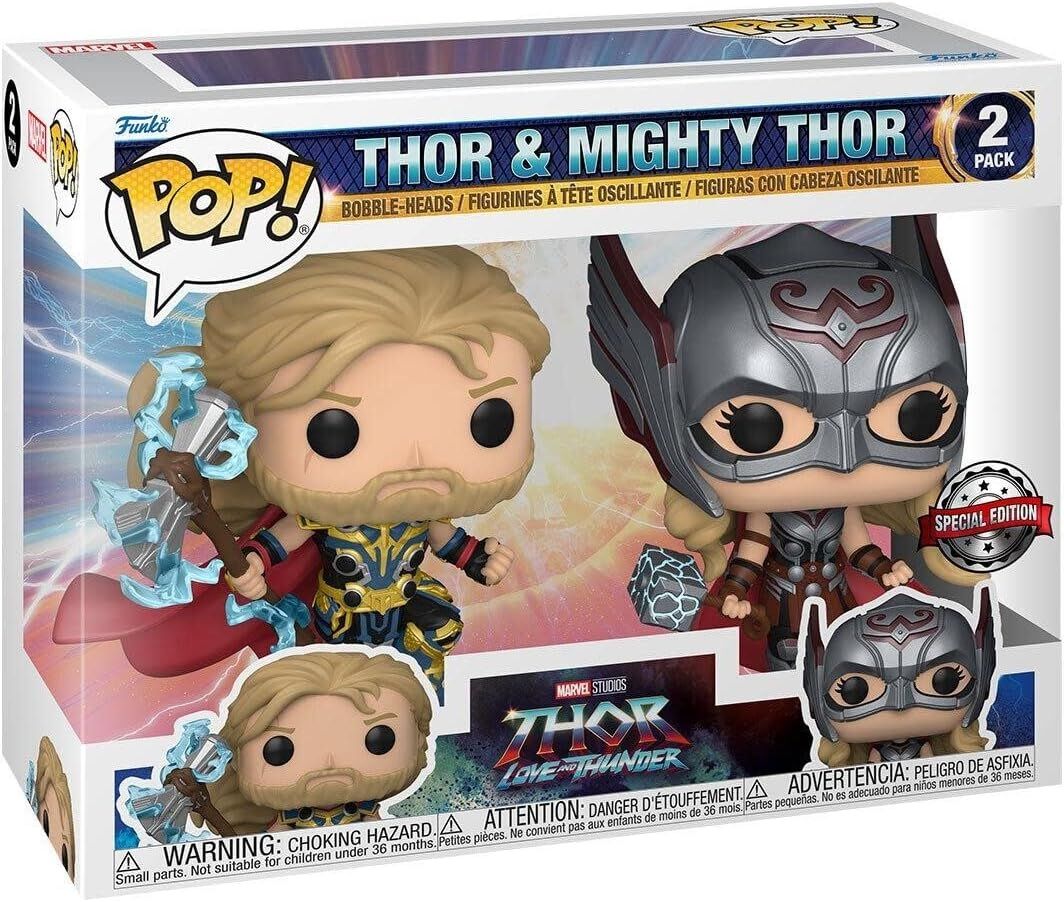 Funko Pop Marvel 2-Pack: Thor Love and Thunder - Thor & Mighty Thor Special Edition Bobble-Head