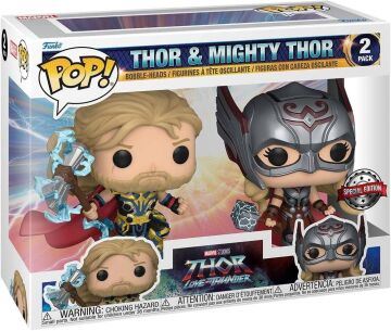 Funko Pop Marvel 2-Pack: Thor Love and Thunder - Thor & Mighty Thor Special Edition Bobble-Head