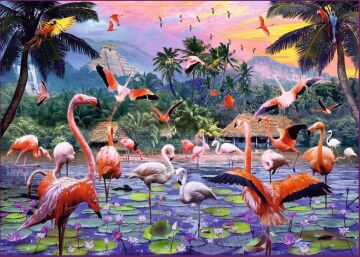 Ravensburger 170821 1000 Parçalı Puzzle Pembe Flamingolar, Renkli
