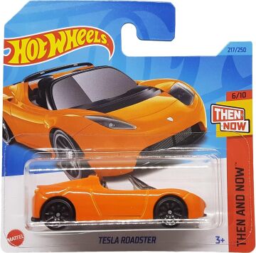 Hot Wheels - Tesla Roadster - Then and Now 6/10 - HKJ44 - Short Card - Cabriolet - orange - Mattel 2023