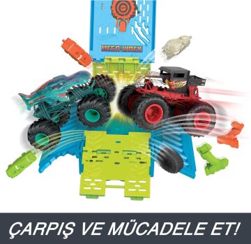 Hot Wheels Monster Trucks 1:24 Mega Wrex'in Çarpışma Kafesi, 3 yaş ve üzeri, HNC29