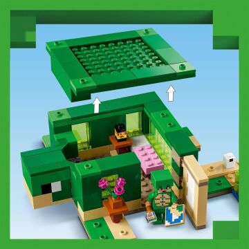LEGO Minecraft Kaplumbağa Plaj Evi 21254-7 Yaş ve Üzeri Macera Oyunları Seven Çocuklar İçin 3 adet LEGO Minecraft Minifigürü içeren Yaratıcı Oyuncak Yapım Seti (234 Parça)
