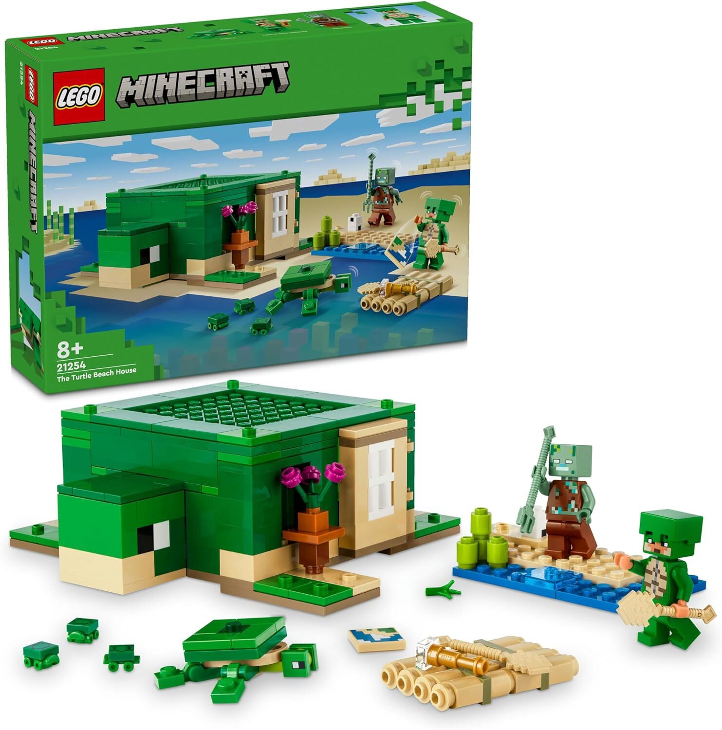 LEGO Minecraft Kaplumbağa Plaj Evi 21254-7 Yaş ve Üzeri Macera Oyunları Seven Çocuklar İçin 3 adet LEGO Minecraft Minifigürü içeren Yaratıcı Oyuncak Yapım Seti (234 Parça)