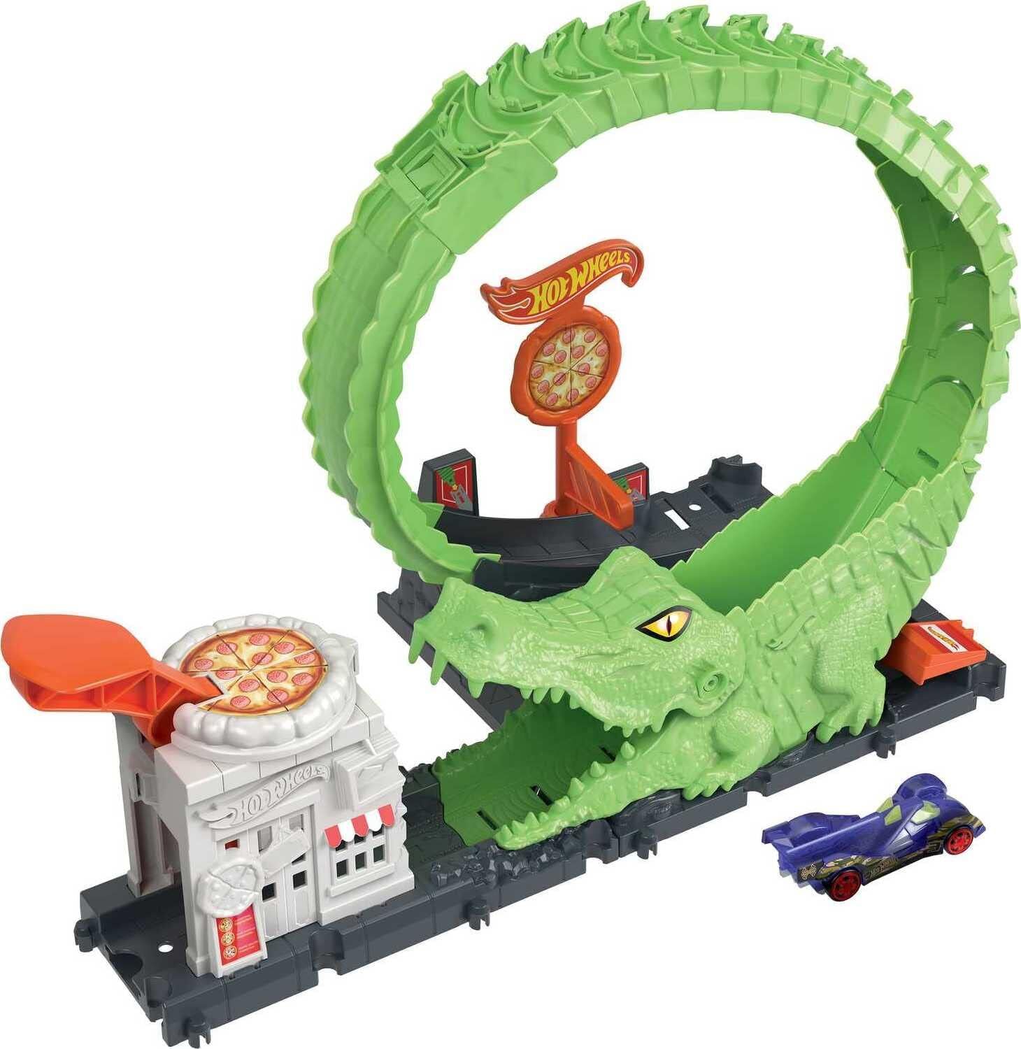 Hot Wheels Düşman Yaratıklar Oyun Seti Timsah İle Çemberde Mücadele