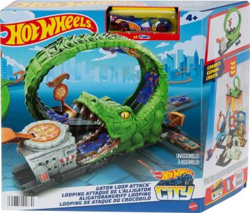 Hot Wheels Düşman Yaratıklar Oyun Seti Timsah İle Çemberde Mücadele