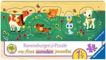 Ravensburger 03235 – Hayvan severler en sevdiğim, My First Wooden Puzzle