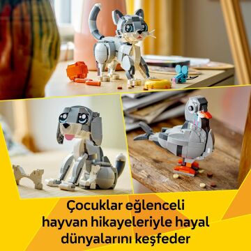 LEGO Creator 3’ü 1 Arada Oyunbaz Kedi 31163-8 Yaş ve Üzeri Çocuklar için Köpek veya Güvercin Figürüne Dönüşebilen Oyuncak Yapım Seti, Doğum Günü Hediyesi (407 Parça)