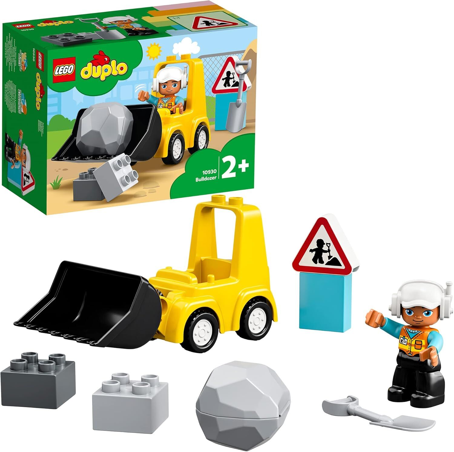 LEGO DUPLO İnşaat Buldozeri 10930-2 Yaş ve Üzeri Çocuklar İçin Mini Buldozer İçeren Eğitici Oyuncak Yapım Seti (10 Parça)