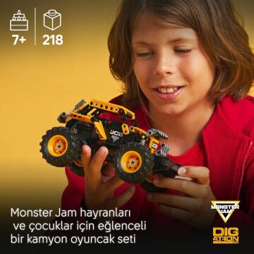 LEGO Technic Monster Jam DIGatron Çek–Bırak Oyuncak Kamyon – Yaratıcı Oyunları Seven 7 Yaş ve Üzeri Erkek ve Kız Çocukları için Araç Yapım Seti, Hediye Fikri 42199 (218 Parça)