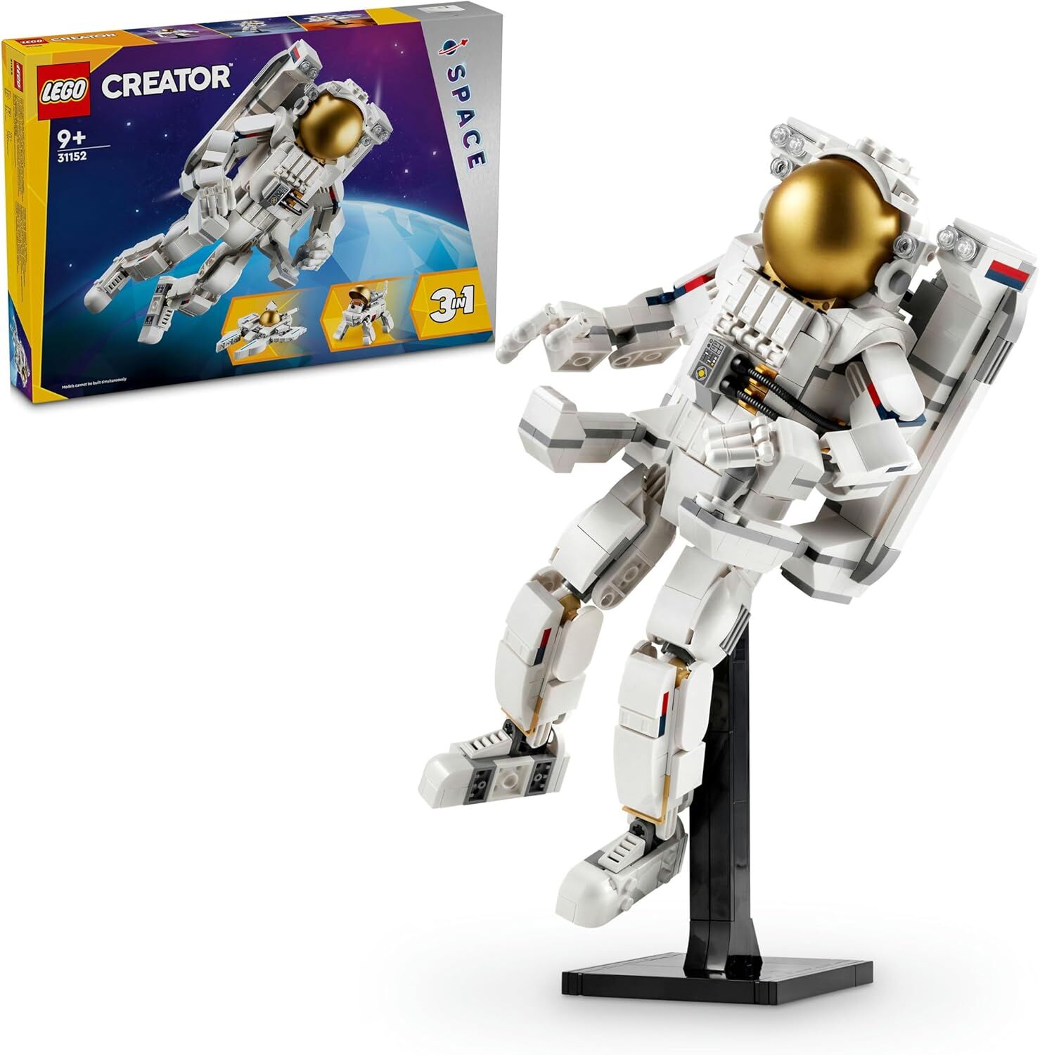 LEGO Creator Uzay Astronotu 31152-9 Yaş ve Üzeri Çocuklar için Köpek ve Jet Model Seçenekleri İçeren 3’ü 1 Arada Yaratıcı Oyuncak Yapım Seti (647 Parça)