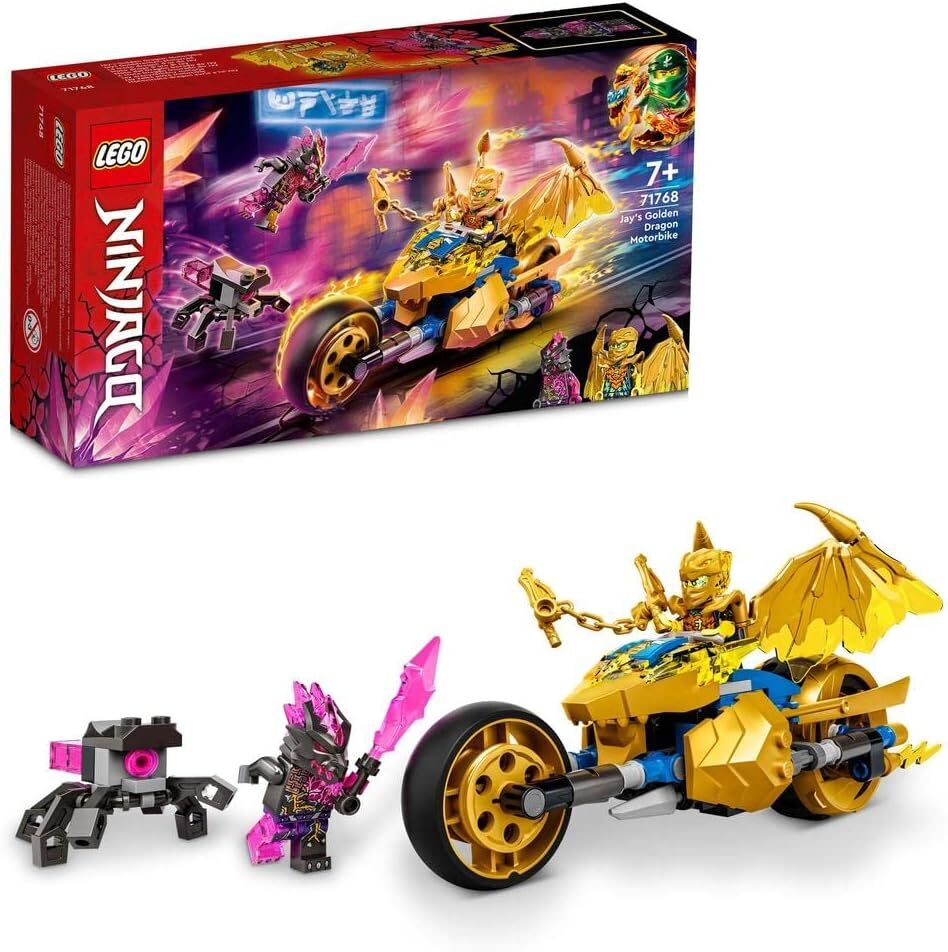LEGO® NINJAGO® Jay'in Altın Ejderha Motosikleti 71768-7 Yaş ve Üzeri için bir Ninja Motosikleti İçeren Oyuncak Yapım Seti (137 Parça)