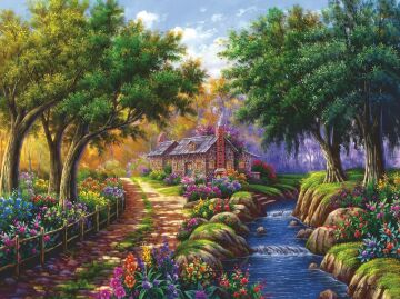 Ravensburger 1500p Puz Nehir kıyısında Kır Evi Yapboz