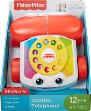 Fisher Price Eğitici Geveze Telefon, Sürüklenebilir, Klasik, Çevirmeli Oyun Telefonu FGW66
