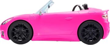 Barbie'nin Arabası, üstü açık iki kişilik araç, dönen tekerleklere ve gerçeğe uygun ayrıntılara sahip pembe araba, 3-7 yaş arası HBT92