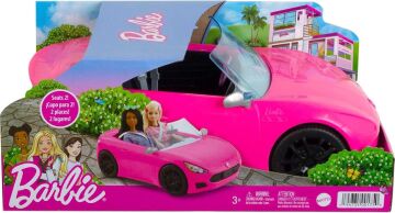 Barbie'nin Arabası, üstü açık iki kişilik araç, dönen tekerleklere ve gerçeğe uygun ayrıntılara sahip pembe araba, 3-7 yaş arası HBT92