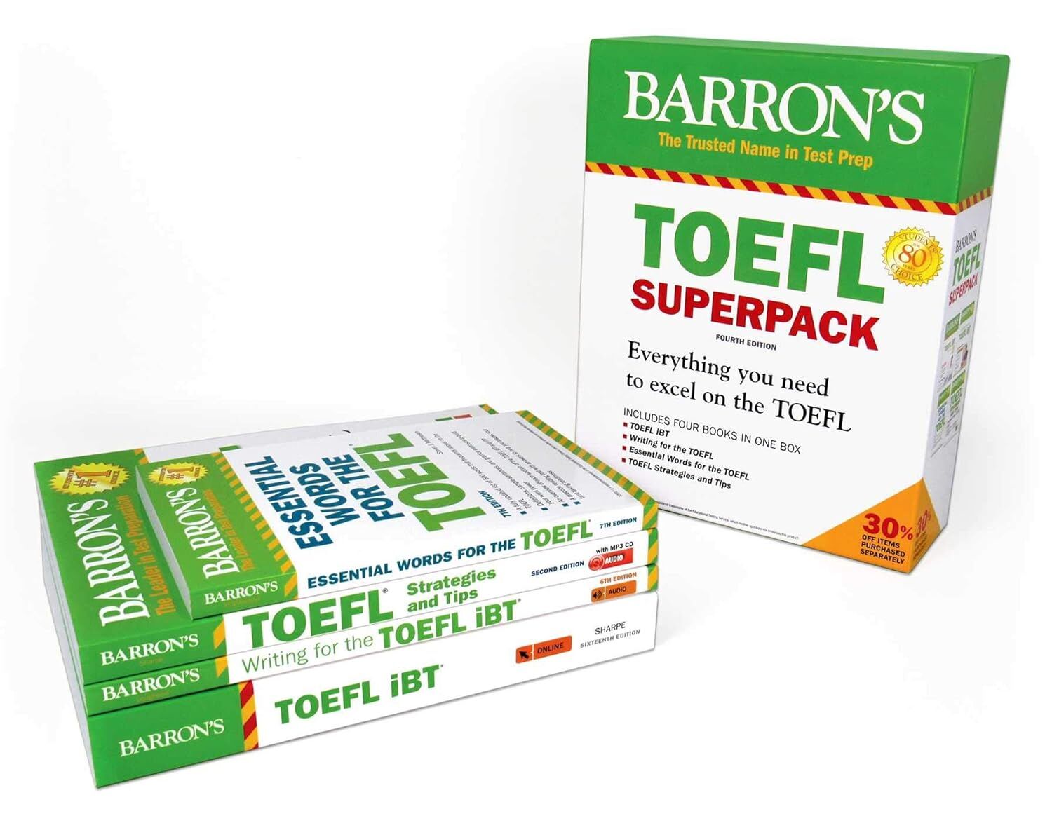 TOEFL iBT Superpack: 4 Books + Practice Tests + Audio Online