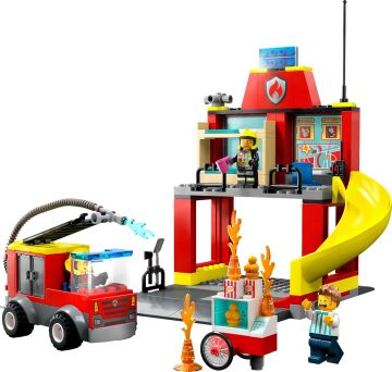 LEGO® City İtfaiye Merkezi ve İtfaiye Kamyonu 60375-4 Yaş ve Üzeri İçin 3 Minifigür İçeren Eğlenceli bir Başlangıç Oyuncak Yapım Seti (153 Parça)