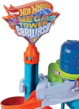 Hot Wheels City Mega Araba Yıkama, 1 adet Renk Değiştiren Arabalar aracı, sıcak ve soğuk su tankları ile HDP05