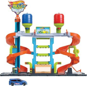 Hot Wheels City Mega Araba Yıkama, 1 adet Renk Değiştiren Arabalar aracı, sıcak ve soğuk su tankları ile HDP05