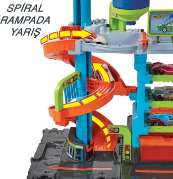 Hot Wheels City Mega Araba Yıkama, 1 adet Renk Değiştiren Arabalar aracı, sıcak ve soğuk su tankları ile HDP05