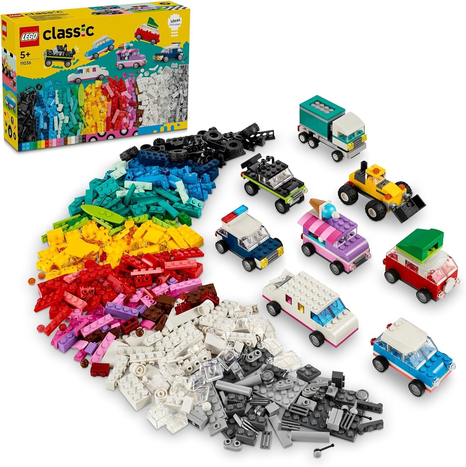 LEGO Classic Yaratıcı Araçlar 11036-4 Yaş ve Üzeri Çocuklar için 10 Adet Araba Yapımı İçeren Yaratıcı Oyuncak Yapım Seti (900 Parça)