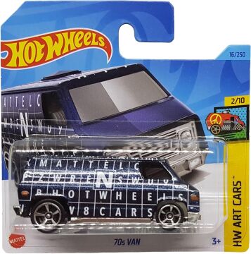 Hot Wheels - 70s Van - HW Art Cars 2/10 - HKK16 - Short Card - Metal Flake Navy Blue - Mattel 2023