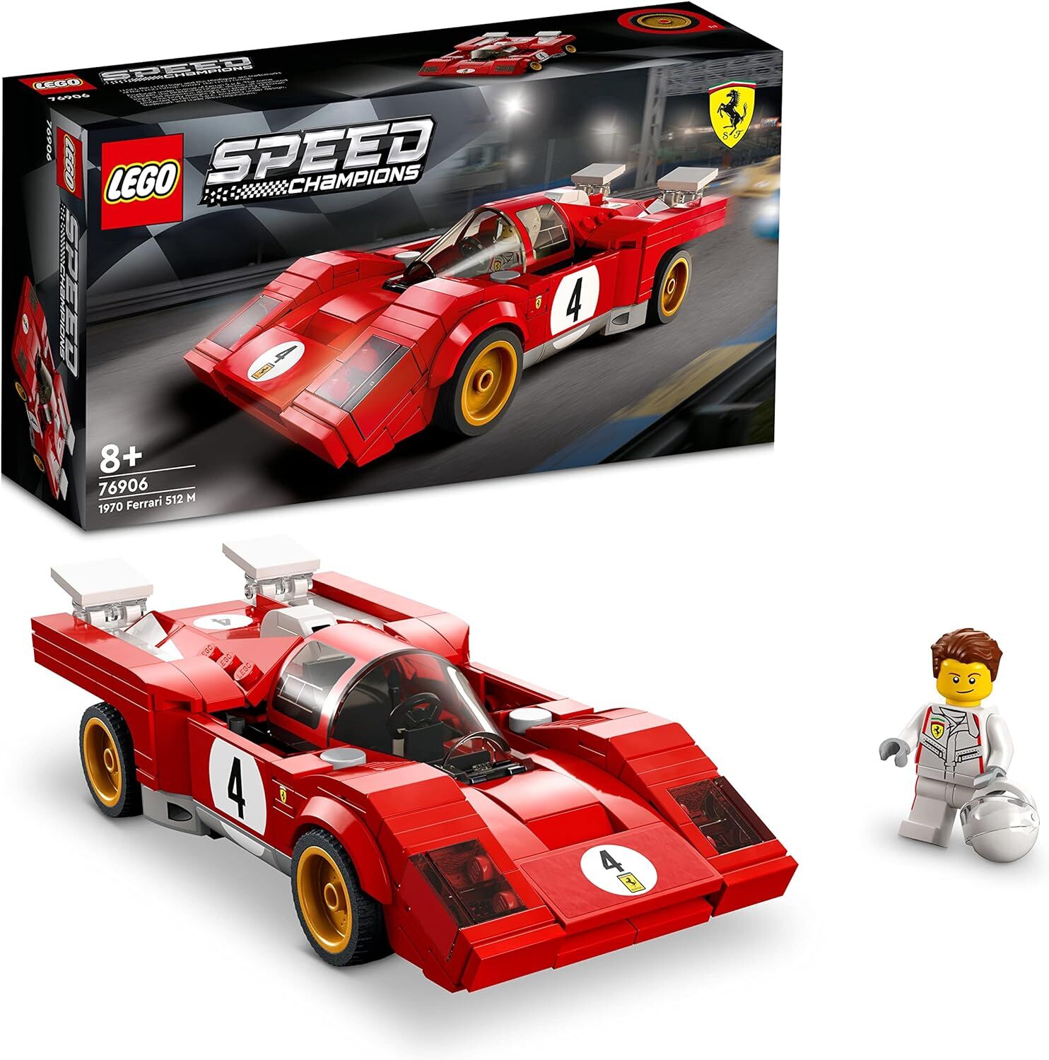 LEGO® Speed Champions 1970 Ferrari 512 M 76906-8 Yaş ve Üzeri Çocuklar için Harika bir Yarış Arabası Modeli Yapım Seti (291 Parça)