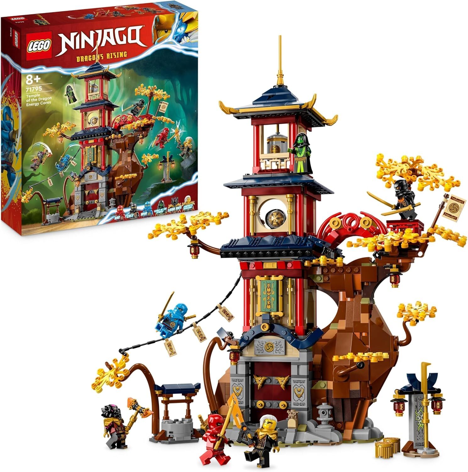 LEGO NINJAGO Ejderha Enerji Küreleri 71795-8 Yaş ve Üzeri Çocuklar için bir Tapınak ve 6 Minifigür İçeren Yaratıcı Oyuncak Yapım Seti (1029 Parça)