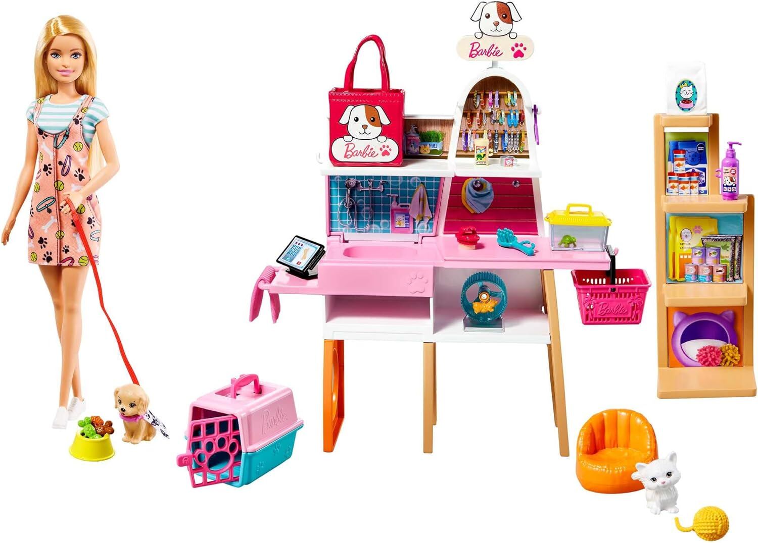 Barbie ve Evcil Hayvan Dükkanı Oyun Seti, 3 yaş ve üzeri, GRG90