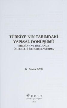 Türkiyenin Tarımdaki Yapısal Dönüşümü: Brezilya ve Hollanda Örnekleri İle Karşılaştırılması