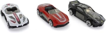 Die Cast Metal 3'lü Yarış Arabaları Siyah Araçlı