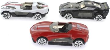 Die Cast Metal 3'lü Yarış Arabaları Siyah Araçlı