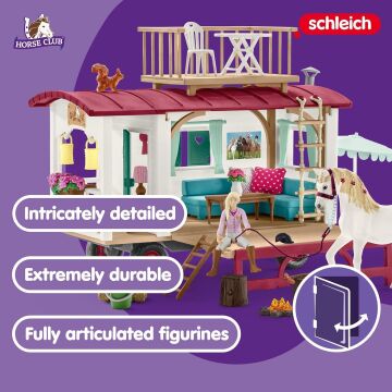 Schleich Horse Club 95-Parça Kız ve Erkek Çocuklar için At Oyun Seti, Gizli Kulüp Toplantıları için Kampçı Oyuncak Bebek ve At Oyuncaklarıyla Oyun Seti