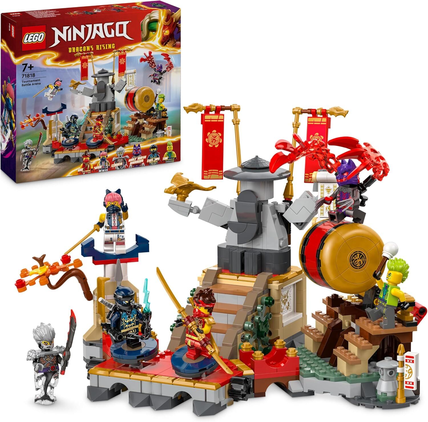 LEGO NINJAGO Turnuva Savaş Arenası 71818 – 7 Yaş ve Üzeri İçin 6 Minifigür İçeren Yaratıcı Oyuncak Yapım Seti (659 Parça)