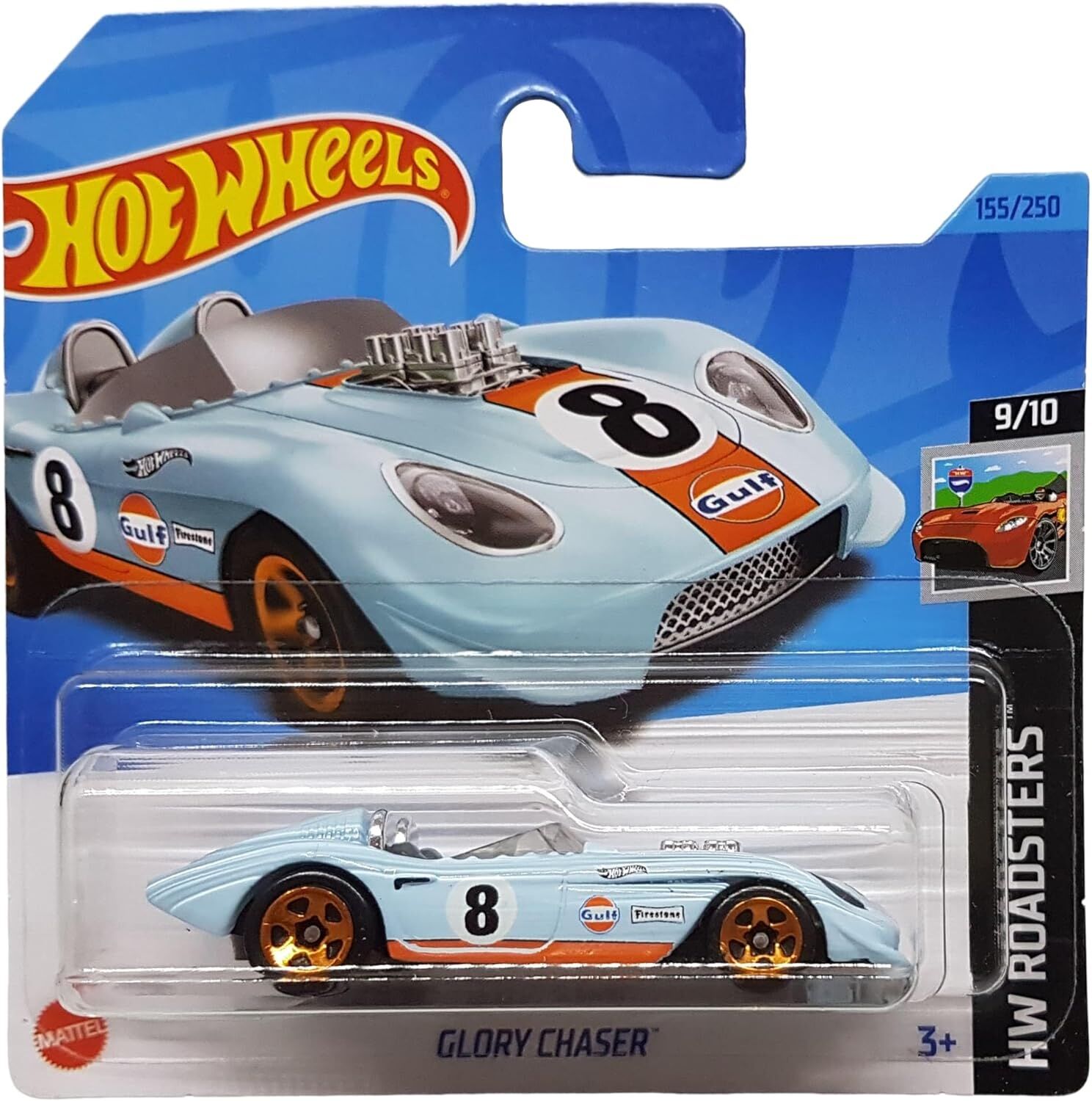 Hot Wheels - Glory Chaser - HW Roadsters 9/10 - HKH42 - Short Card - Gulf - Firestone - Mattel 2023