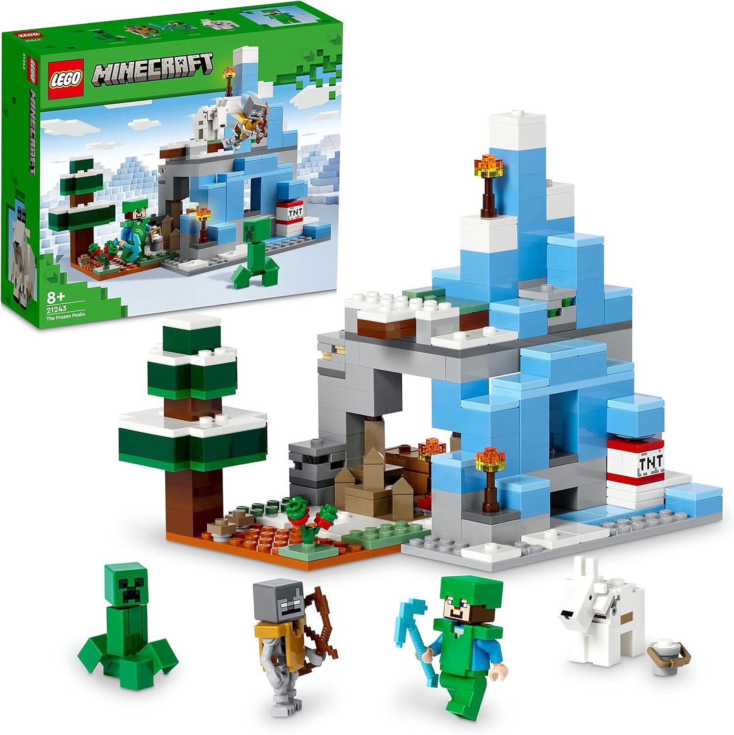 LEGO® Minecraft® Donmuş Tepeler 21243-8 Yaş ve Üzeri Çocuklar için Oyunun Buzlu Biyomunu İçeren Oyuncak Yapım Seti (304 Parça)