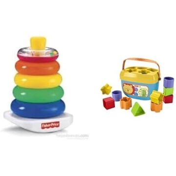 FISHER PRICE-Renkli Halkalar Gjy49+Fisher-Price Renkli Bloklar, 6 aylık, FFC84