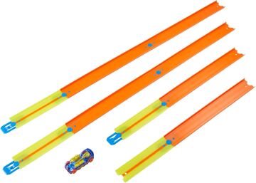 Hot Wheels Track Builder Temel Pist Seti, 10 Adet Pist Parçası, 9 Adet Pist Bağlantı Parçası ve Bir Adet 1:64 Ölçekli Hot Wheels Araba İçeren Eklenebilir Pist Inşasına Başlangıç Seti, 6 Yaş ve Üzeri