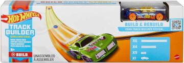 Hot Wheels Track Builder Temel Pist Seti, 10 Adet Pist Parçası, 9 Adet Pist Bağlantı Parçası ve Bir Adet 1:64 Ölçekli Hot Wheels Araba İçeren Eklenebilir Pist Inşasına Başlangıç Seti, 6 Yaş ve Üzeri