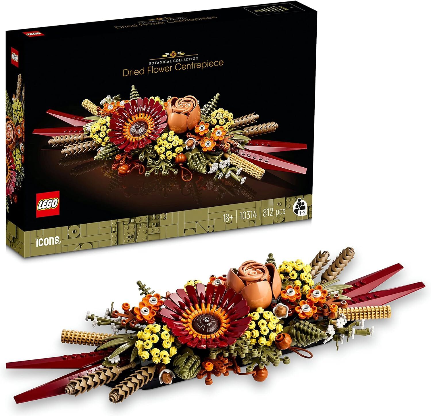 LEGO Icons Kuru Çiçek Aranjmanı 10314 Yapım Seti - Yetişkinler İçin Dekoratif ve Koleksiyonluk Kuru Çiçek Aranjmanı Kendin Yap Yapım Seti (812 Parça)